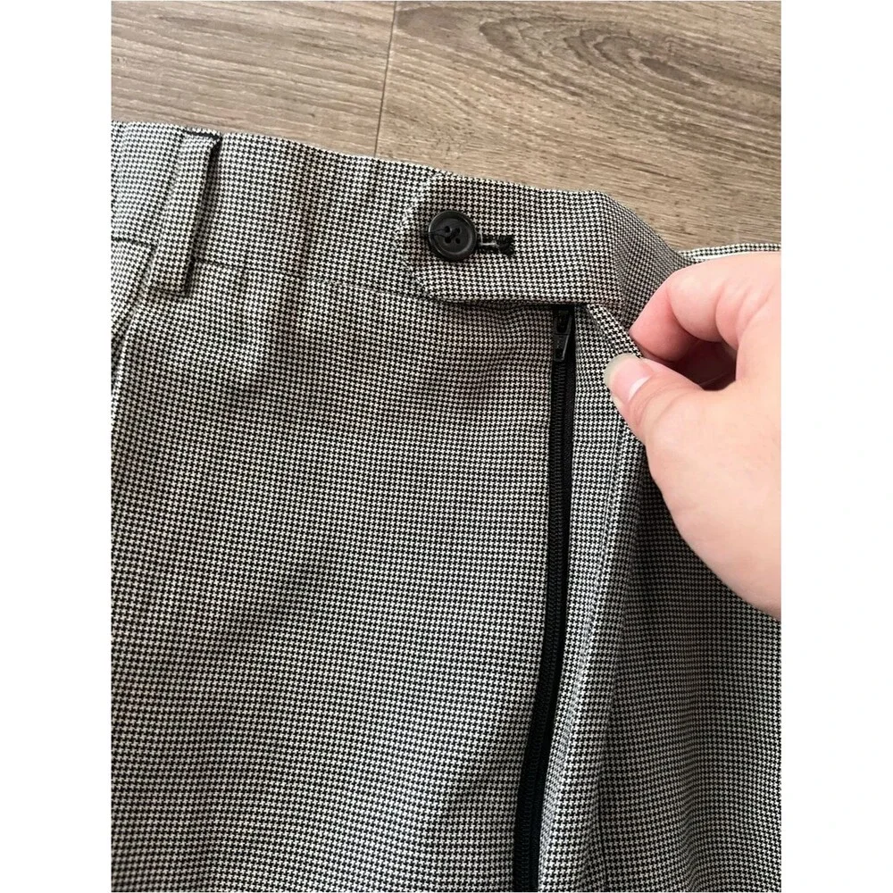 Joseph & Feiss Wool Dress Pants Mens 40 Gray Houndstooth Pleated Cuffed Fancy